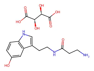 3-Amino-N-(2-(5-hydroxy-1H-indol-3-yl)ethyl)propanamide tartrate, hydrate structure