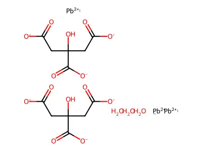 2-Hydroxypropane-1,2,3-tricarboxylate;lead(2+);trihydrate structure