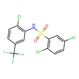 2,5-dichloro-N-[2-chloro-5-(trifluoromethyl)phenyl]benzenesulfonamide structure
