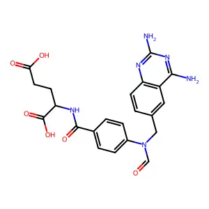 2-[[4-[(2,4-diaminoquinazolin-6-yl)methyl-formylamino]benzoyl]amino]pentanedioic acid structure