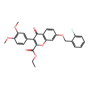 ethyl 3-(3,4-dimethoxyphenyl)-7-((2-fluorobenzyl)oxy)-4-oxo-4H-chromene-2-carboxylate structure