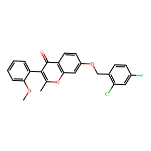 7-[(2-Chloro-4-fluorophenyl)methoxy]-3-(2-methoxyphenyl)-2-methylchromen-4-one structure