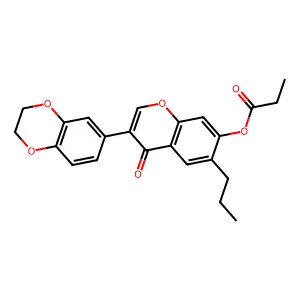 3-(2,3-dihydrobenzo[b][1,4]dioxin-6-yl)-4-oxo-6-propyl-4H-chromen-7-yl propionate structure
