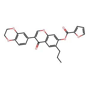 [3-(2,3-dihydro-1,4-benzodioxin-6-yl)-4-oxo-6-propylchromen-7-yl] furan-2-carboxylate structure