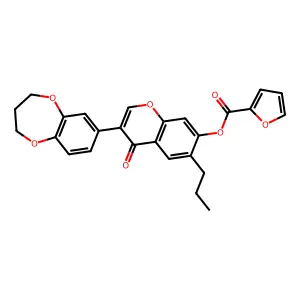 3-(3,4-dihydro-2H-benzo[b][1,4]dioxepin-7-yl)-4-oxo-6-propyl-4H-chromen-7-yl furan-2-carboxylate structure