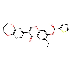 3-(3,4-dihydro-2H-1,5-benzodioxepin-7-yl)-6-ethyl-4-oxo-4H-chromen-7-yl thiophene-2-carboxylate structure