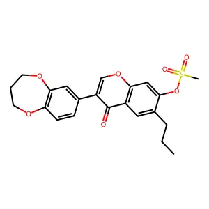 3-(3,4-dihydro-2H-1,5-benzodioxepin-7-yl)-4-oxo-6-propyl-4H-chromen-7-yl methanesulfonate structure