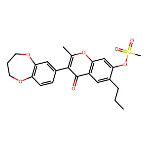 3-(3,4-dihydro-2H-benzo[b][1,4]dioxepin-7-yl)-2-methyl-4-oxo-6-propyl-4H-chromen-7-yl methanesulfonate structure