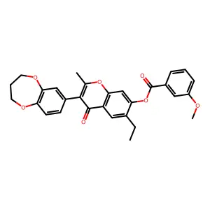 [3-(3,4-dihydro-2H-1,5-benzodioxepin-7-yl)-6-ethyl-2-methyl-4-oxochromen-7-yl] 3-methoxybenzoate structure