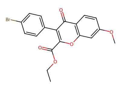 ethyl 3-(4-bromophenyl)-7-methoxy-4-oxo-4H-chromene-2-carboxylate structure