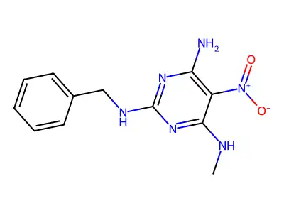 N2-benzyl-N4-methyl-5-nitropyrimidine-2,4,6-triamine structure
