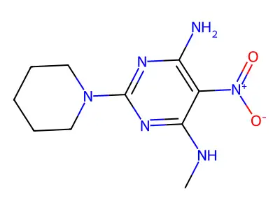 N4-methyl-5-nitro-2-(piperidin-1-yl)pyrimidine-4,6-diamine structure