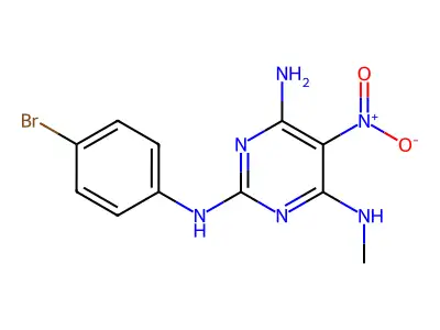 N2-(4-bromophenyl)-N4-methyl-5-nitropyrimidine-2,4,6-triamine structure