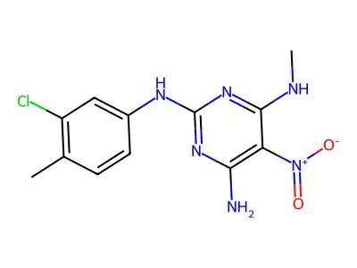 N2-(3-chloro-4-methylphenyl)-N4-methyl-5-nitropyrimidine-2,4,6-triamine structure