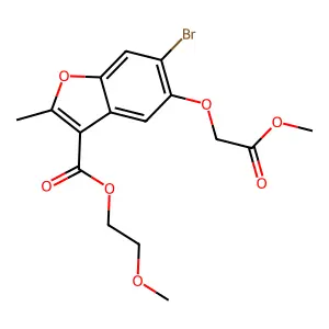 2-methoxyethyl 6-bromo-5-(2-methoxy-2-oxoethoxy)-2-methyl-1-benzofuran-3-carboxylate structure