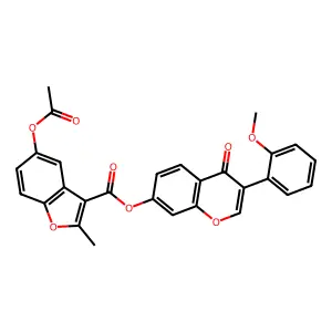 3-(2-methoxyphenyl)-4-oxo-4H-chromen-7-yl 5-acetoxy-2-methylbenzofuran-3-carboxylate structure