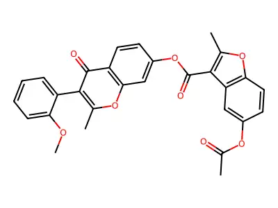 [3-(2-methoxyphenyl)-2-methyl-4-oxochromen-7-yl] 5-acetyloxy-2-methyl-1-benzofuran-3-carboxylate structure