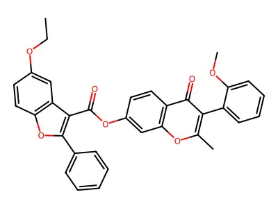 3-(2-methoxyphenyl)-2-methyl-4-oxo-4H-chromen-7-yl 5-ethoxy-2-phenyl-1-benzofuran-3-carboxylate structure