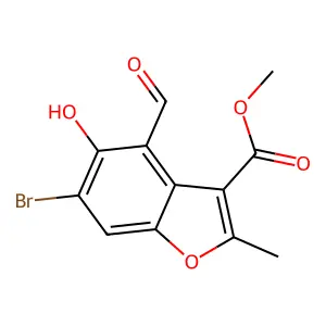 Methyl 6-bromo-4-formyl-5-hydroxy-2-methyl-1-benzofuran-3-carboxylate structure