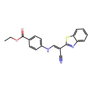 ethyl 4-{[(E)-2-(1,3-benzothiazol-2-yl)-2-cyanoethenyl]amino}benzoate structure