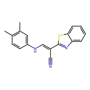 (2E)-2-(1,3-benzothiazol-2-yl)-3-[(3,4-dimethylphenyl)amino]prop-2-enenitrile structure