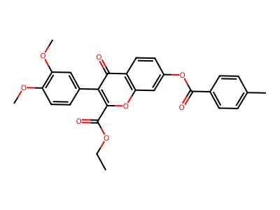 Ethyl 3-(3,4-dimethoxyphenyl)-7-(4-methylbenzoyl)oxy-4-oxochromene-2-carboxylate structure
