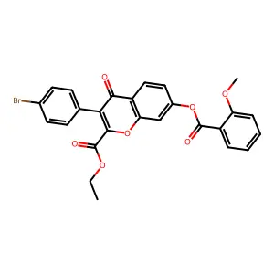 Ethyl 3-(4-bromophenyl)-7-(2-methoxybenzoyl)oxy-4-oxochromene-2-carboxylate structure