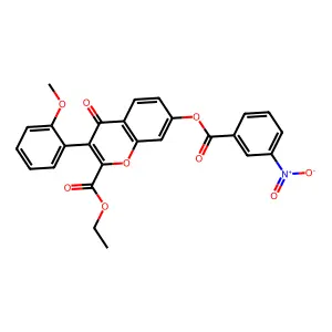 2-(Ethoxycarbonyl)-3-(2-methoxyphenyl)-4-oxochromen-7-yl 3-nitrobenzoate structure