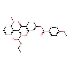 2-(Ethoxycarbonyl)-3-(2-methoxyphenyl)-4-oxochromen-7-yl 4-methoxybenzoate structure