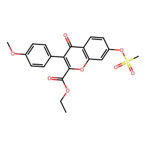 Ethyl 3-(4-methoxyphenyl)-7-methylsulfonyloxy-4-oxochromene-2-carboxylate structure