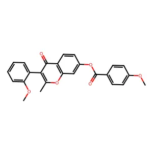 3-(2-methoxyphenyl)-2-methyl-4-oxo-4H-chromen-7-yl 4-methoxybenzoate structure