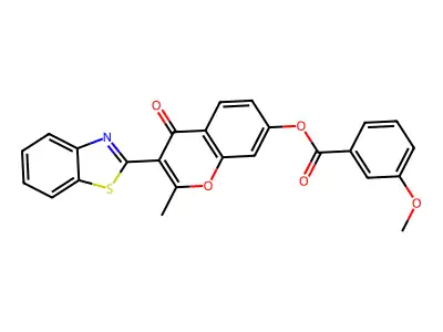 3-(benzo[d]thiazol-2-yl)-2-methyl-4-oxo-4H-chromen-7-yl 3-methoxybenzoate structure
