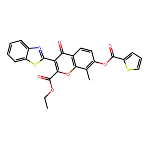ethyl 3-(benzo[d]thiazol-2-yl)-8-methyl-4-oxo-7-((thiophene-2-carbonyl)oxy)-4H-chromene-2-carboxylate structure