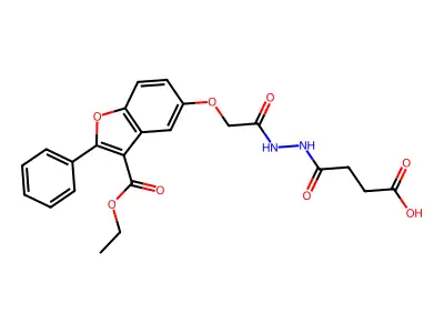 4-(2-{[3-(ethoxycarbonyl)-2-phenyl-1-benzofuran-5-yl]oxy}acetohydrazido)-4-oxobutanoic acid structure