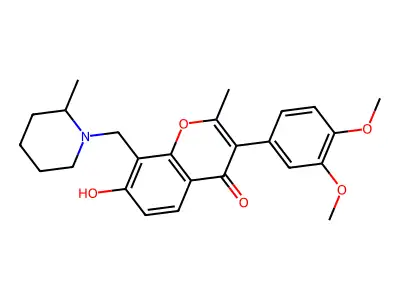 3-(3,4-dimethoxyphenyl)-7-hydroxy-2-methyl-8-[(2-methylpiperidin-1-yl)methyl]chromen-4-one structure