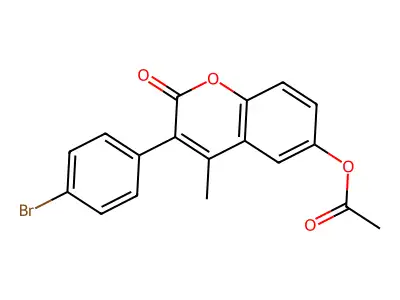 3-(4-bromophenyl)-4-methyl-2-oxo-2H-chromen-6-yl acetate structure