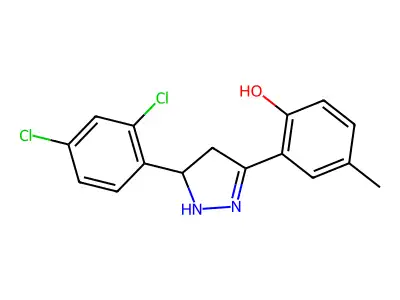 2-(5-(2,4-dichlorophenyl)-4,5-dihydro-1H-pyrazol-3-yl)-4-methylphenol structure