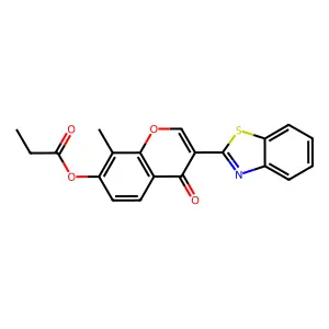 3-(benzo[d]thiazol-2-yl)-8-methyl-4-oxo-4H-chromen-7-yl propionate structure