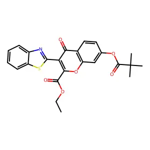 ethyl 3-(benzo[d]thiazol-2-yl)-4-oxo-7-(pivaloyloxy)-4H-chromene-2-carboxylate structure