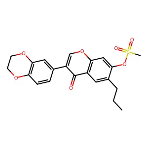 3-(2,3-dihydrobenzo[b][1,4]dioxin-6-yl)-4-oxo-6-propyl-4H-chromen-7-yl methanesulfonate structure