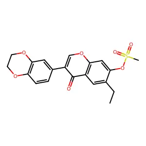 3-(2,3-dihydrobenzo[b][1,4]dioxin-6-yl)-6-ethyl-4-oxo-4H-chromen-7-yl methanesulfonate structure
