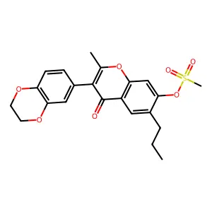 3-(2,3-dihydrobenzo[b][1,4]dioxin-6-yl)-2-methyl-4-oxo-6-propyl-4H-chromen-7-yl methanesulfonate structure