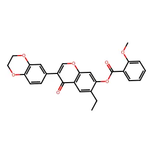 3-(2,3-dihydrobenzo[b][1,4]dioxin-6-yl)-6-ethyl-4-oxo-4H-chromen-7-yl 2-methoxybenzoate structure