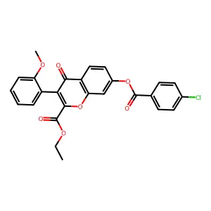 Ethyl 7-(4-chlorobenzoyl)oxy-3-(2-methoxyphenyl)-4-oxochromene-2-carboxylate structure