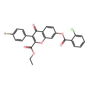 Ethyl 3-(4-bromophenyl)-7-(2-chlorobenzoyl)oxy-4-oxochromene-2-carboxylate structure