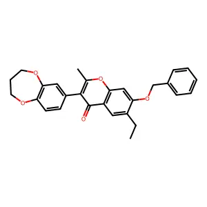 7-(benzyloxy)-3-(3,4-dihydro-2H-1,5-benzodioxepin-7-yl)-6-ethyl-2-methyl-4H-chromen-4-one structure