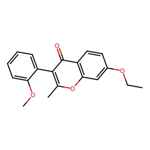7-ethoxy-3-(2-methoxyphenyl)-2-methyl-4H-chromen-4-one structure