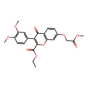 ethyl 3-(3,4-dimethoxyphenyl)-7-(2-methoxy-2-oxoethoxy)-4-oxo-4H-chromene-2-carboxylate structure