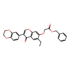 benzyl 2-[3-(2,3-dihydro-1,4-benzodioxin-6-yl)-6-ethyl-4-oxochromen-7-yl]oxyacetate structure
