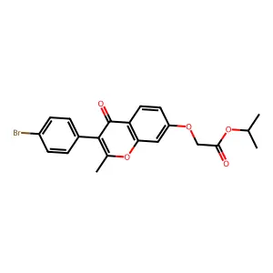 Methylethyl 2-[3-(4-bromophenyl)-2-methyl-4-oxochromen-7-yloxy]acetate structure